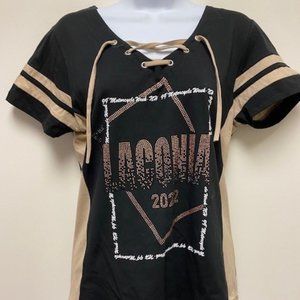 Laconia Motorcycle Bike Week 2022 Women's‎ SS Top - NWT - size Small BLING
